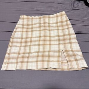 Wilfred Beige Plaid Mini Skirt